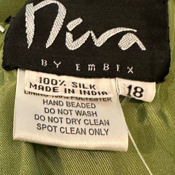 Vintage Diva by Embex Silk Green Beaded Zip Back Sleeveless Blouse sz 18=L NWOT - Picture 8 of 12